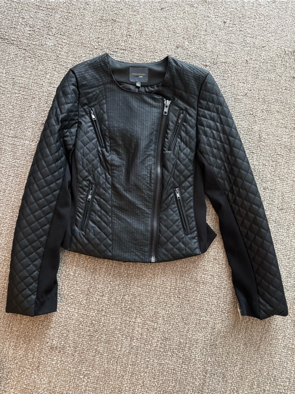Catherine Malandrino Black Quilted Moto Jacket